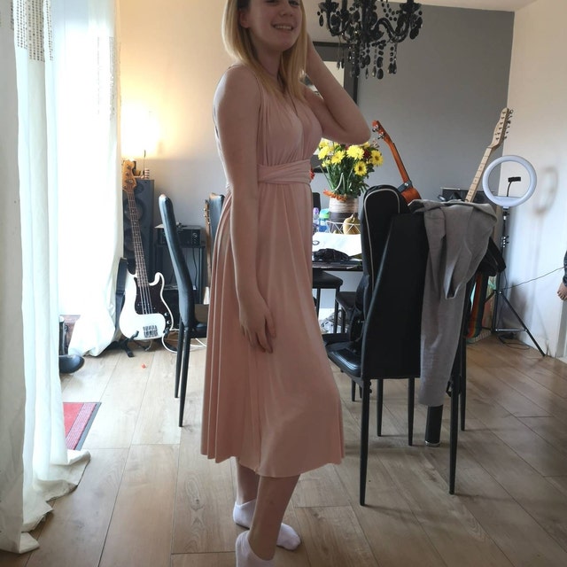 sachin and babi light blue dress Dusty Pink Multiway Bridesmaid Dress: Handmade, Prom Dress, Evening Gown main image 1