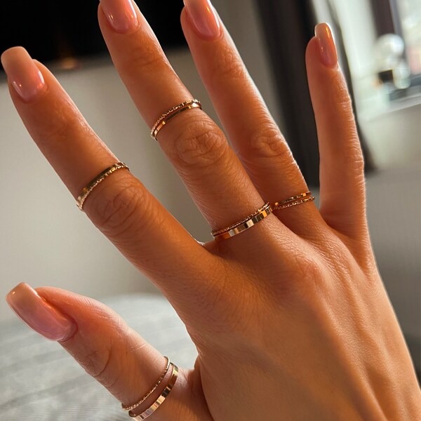 Gold Minimalist Stackable Rings - Etsy