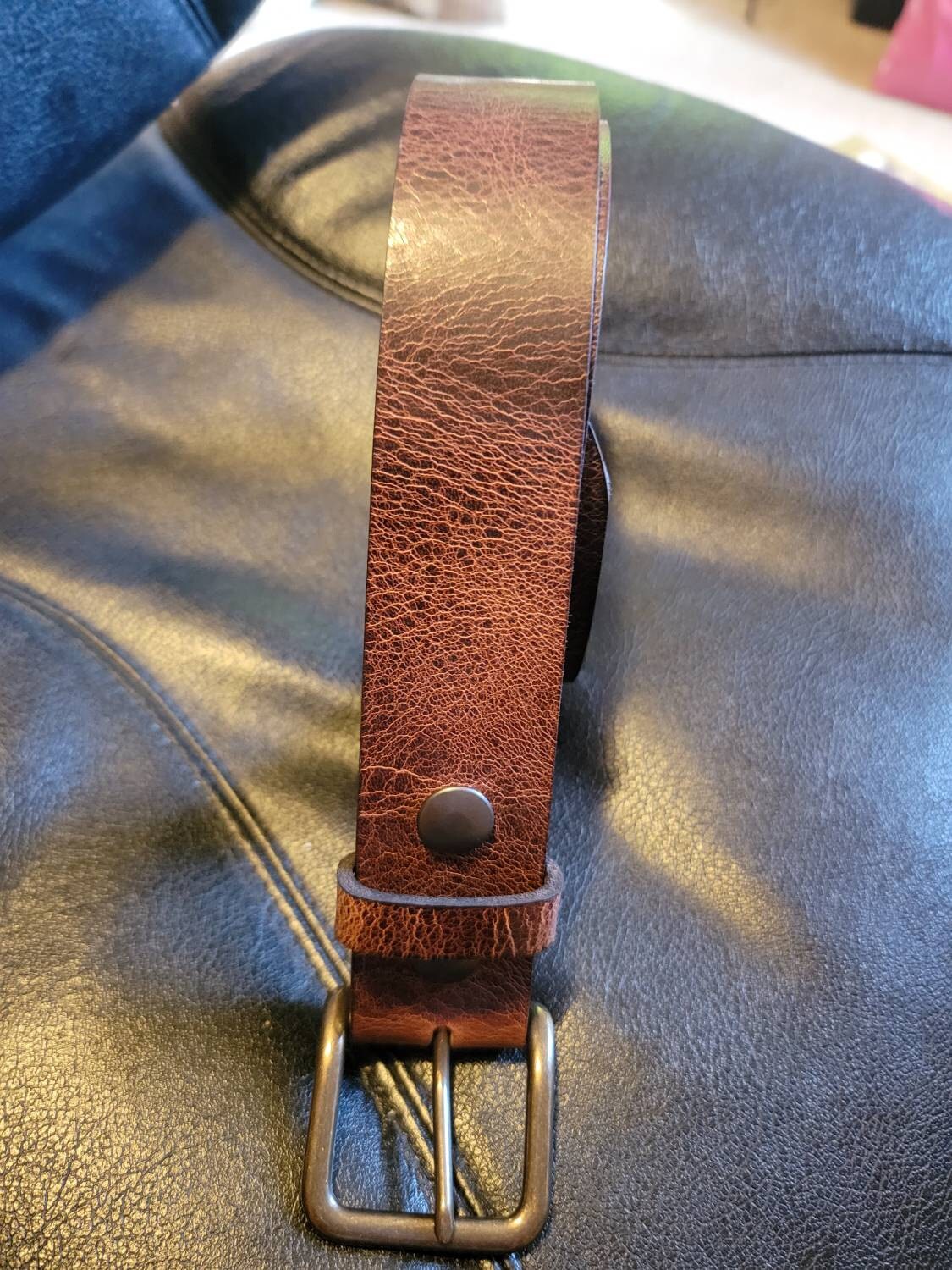 Leather Belt, Buffalo 1.5” Mens Dress Belt Amish Handmade Full Grain Made in USA