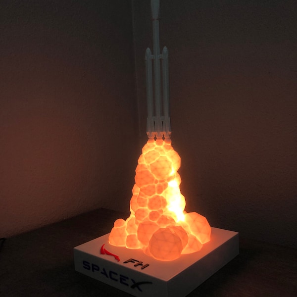 3D Printed Rocket Lamp – Spacex Falcon Heavy Launch Lamp, Space Decor ...
