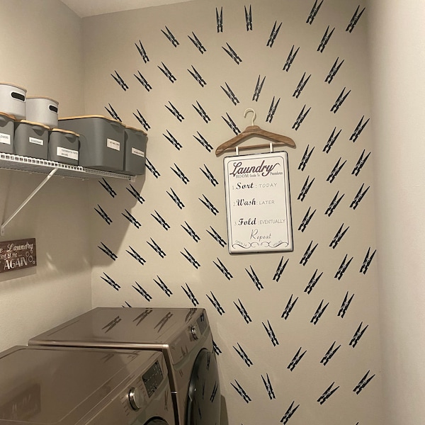 Clothespins Laundry Wall Decals - Laundry Room Decals - Laundry Decor ...