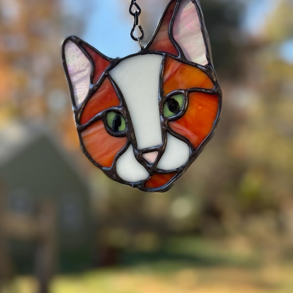 Cat Face Stained Glass Pattern Digital Download PNG PDF SVG Glass ...