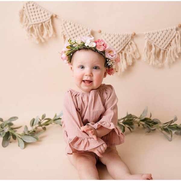 Baby Girl Bell Sleeve Romper, Baby Girl Clothes, Linen Bow Bodysuit, Baby Girl Summer Clothes ...