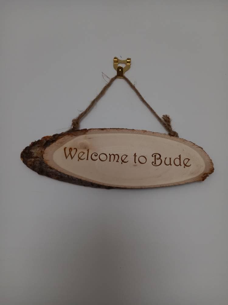 Personalised Log Slice Hanging Door PlaquesSign - Choose Your Own Message