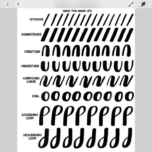 10 Procreate Brushes, 20 Lettering Practice Worksheets, Learn Brush ...