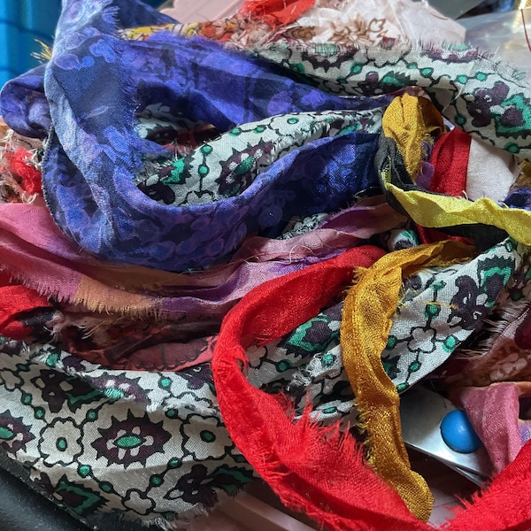 Persian Ribbon Gorgeous Persian Bazaar Multi Recycled Sari/chiffon Silk Ribbon 5 - 10 ...