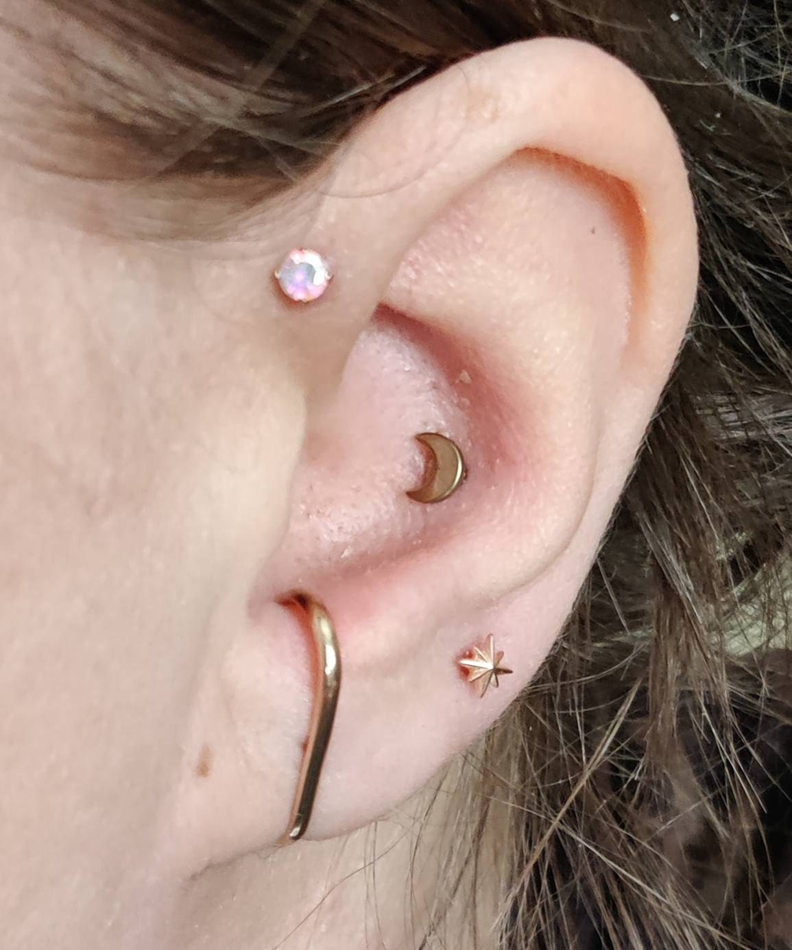 Suspender Earring Minimalist Silver Earring • Modern Geometric Ear Lobe Cuff Earring • 14k Gold Filled Stud Bar Earring Simple Gift - CST027