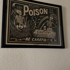 Black Poison Parchment Label Poster Skeleton Madame Talbot's