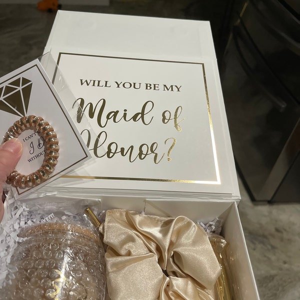 Gold Will You Be My Bridesmaid Proposal Box Set, Personalized ...