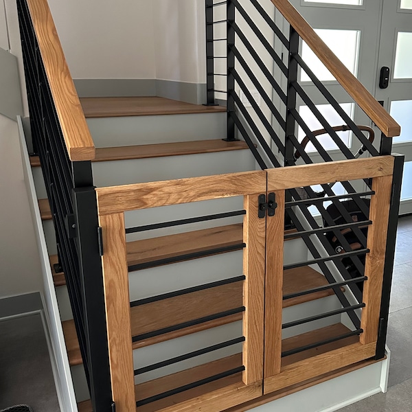 Custom Painted Sliding Gate With Glass, Custom Pet or Baby Gate, Wood ...