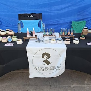 Custom Logo Table Banner for Vendor Booths | Personalized Linen or Canvas Runner for Craft Fairs, Farmers Markets & Small Business Displays