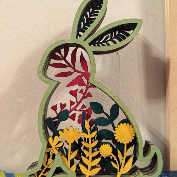 Easter Laser Cut Files Rabbits SVG Layered Bundle, Floral Bunny ...
