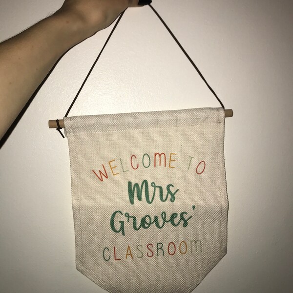 Personalised Teacher Class Room Flag, Teacher Gift, Personalised ...