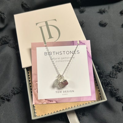 Birthstone Necklace Gemstone Necklace Gem Necklace Raw Birthstone Gift ...