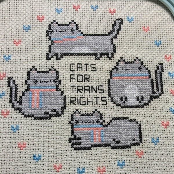 Cats for Trans Rights Transgender Cross Stitch Pattern - Trans Pride ...
