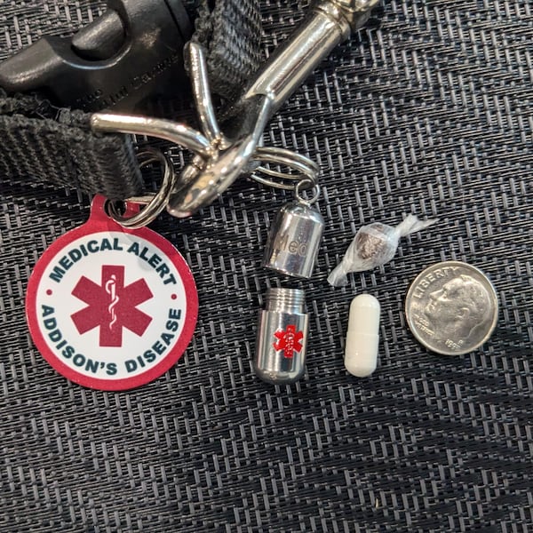Silver Personalized Pill Container Holder Openable Medical Alert ...