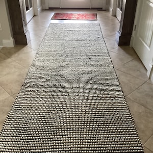 Handwoven Wool Rug Runner, Black White Wool Runner Rug, Entryway ...