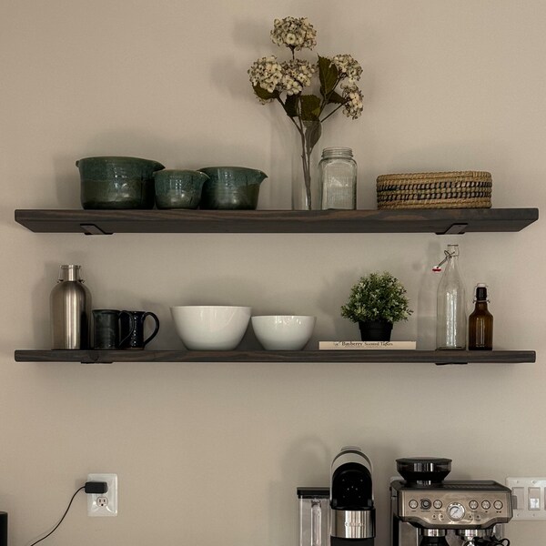 Heavy Duty Floating Wood Shelves – Rustic Farmhouse Kitchen Storage - Etsy