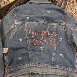 Custom Hand Embroidered Hand Lettered Denim Jacket Toddler, Kid and ...