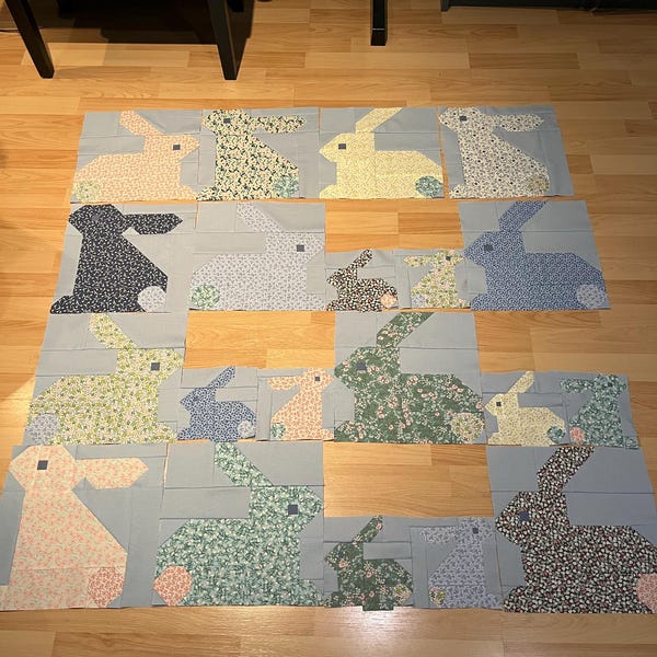 PDF Easter Quilt Pattern - Blue Bunny Quilt Pattern - Etsy