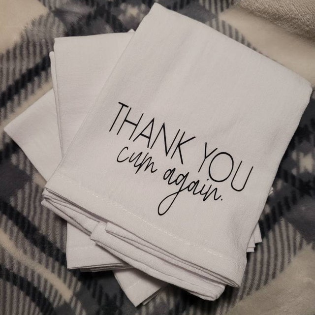 Lustiges Badhandtuch 'Thank You Cum Again' – 100% Baumwolle, Stickerei, Gag-Geschenk