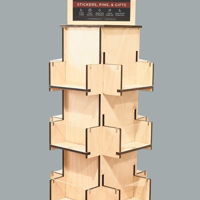 Rotating Display Stand, 3 Tier Wooden Organizer, 4-sided Display Rack ...