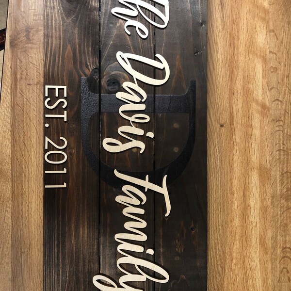 Personalized Family Name Wood Sign, Wedding Gift for Couple ...