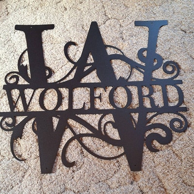 Custom Metal Signs Monogram Wall Decor Metal Wall Art Last Name Sign ...