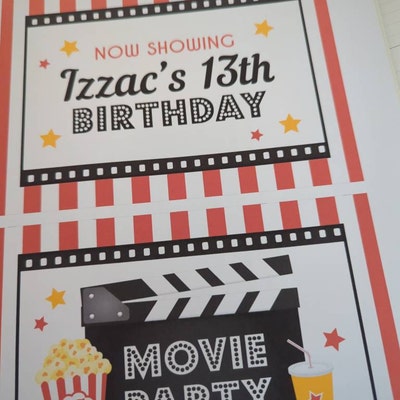 Movie Party Decorations Printable, Movie Night Birthday Party Decor ...