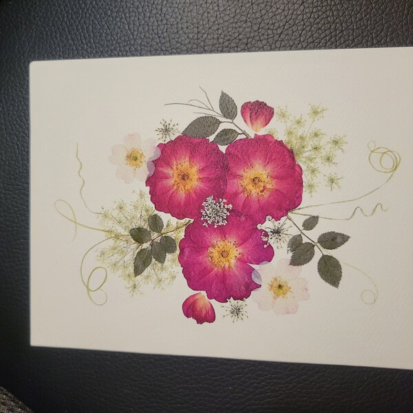 Roses - Pressed Flower Cards - Set of 6 Printed Notecards - #083 - Etsy