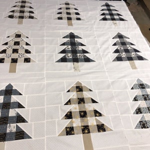 Farmhouse Christmas Pdf Quilt Pattern Plaid Christmas Trees Etsy