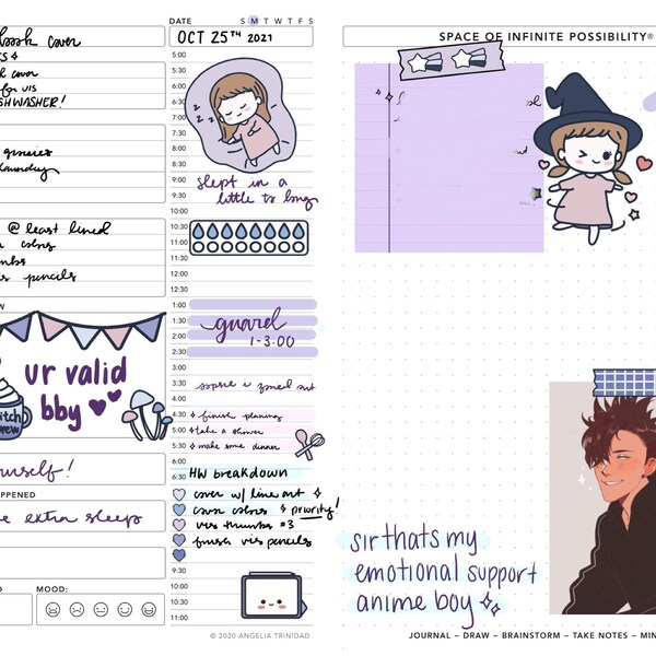 Cute Girl Digital Sticker Pack |purple Goodnotes Stickers | Charm ...