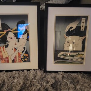 Woman Yelling at Cat Ukiyo-e Style Set of 2 Giclee Prints - Etsy