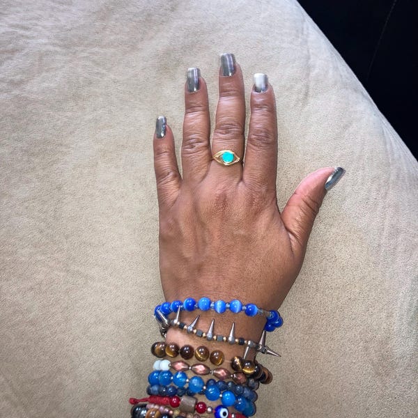 18k Gold 5 Motif Diamond Evil Eye Bracelet • Jewels In Paradise - Foto 6