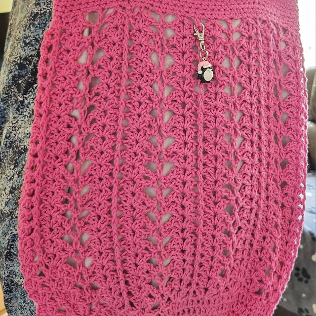 A customer's finished Willow Mesh Market Bag Crochet Pattern + Video Tutorial