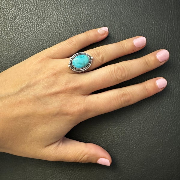 Turquoise Ring ~ Sterling Silver 925 ~ Handmade ~ Statement ~ Hippie ...