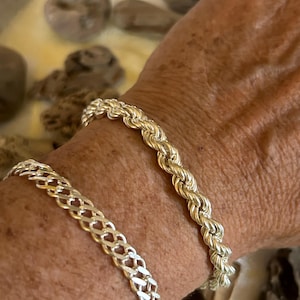 925 Sterling Silver Chain Bracelet Women Men, Byzantine, Cable, Figaro, Curb, Rambo, Foxtail, Cuban, Rope, Ball Chain, Birthday Gift Her Him