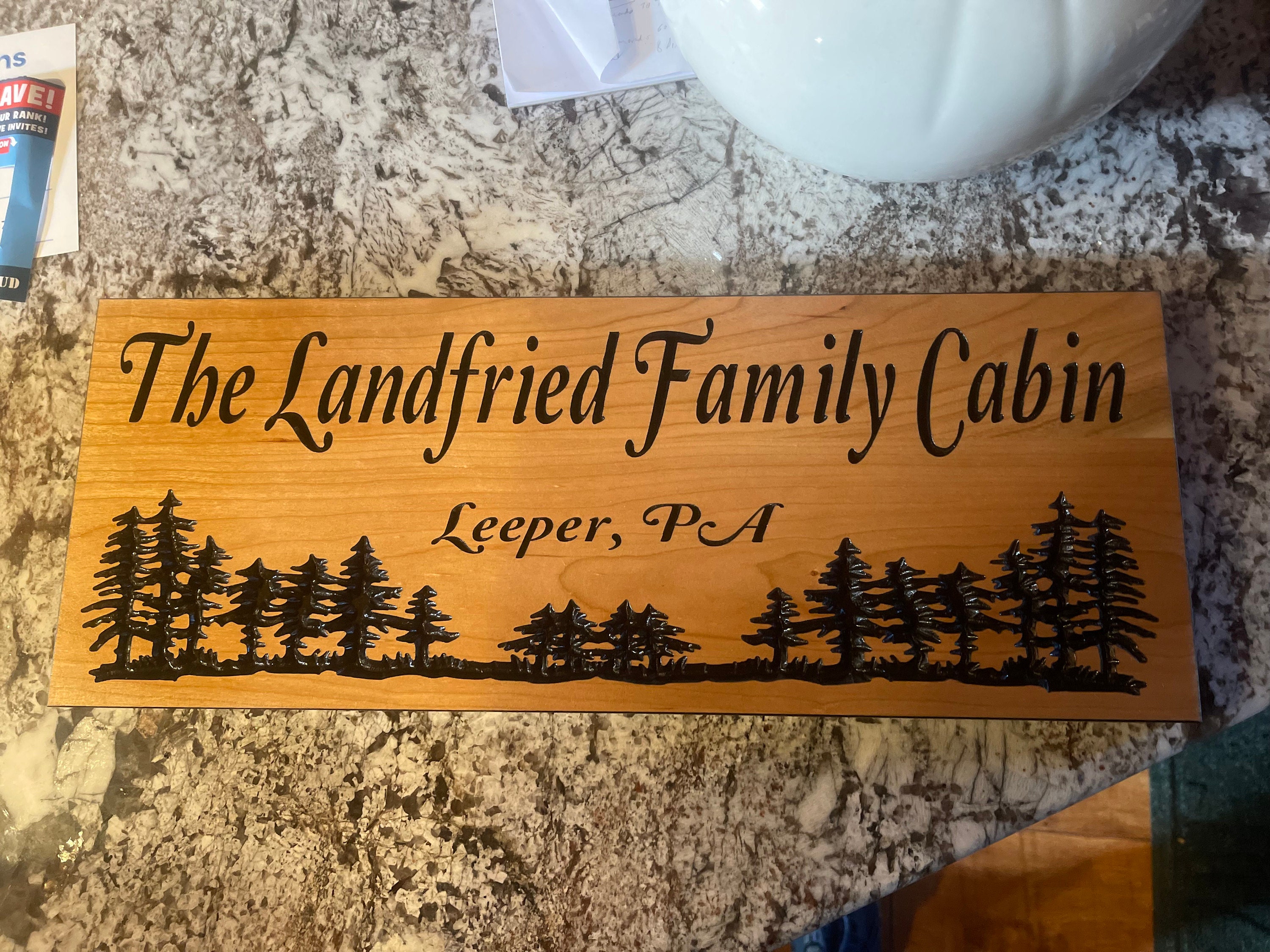 Custom Carved Wood Cabin Sign: Personalized Mountain Home Decor