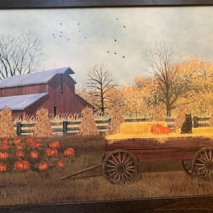 Black Cat by Bonnie Mohr 16x20 Autumn Fall Halloween Pumpkin Framed Art ...