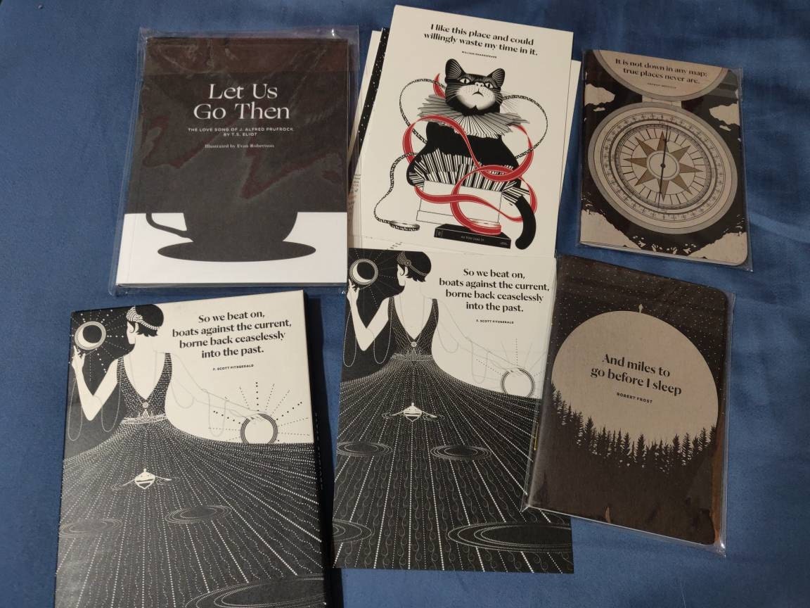 Bestsellers Literary Quote Postcard Set, Aesthetic Illustrated Motivational Notecard Collection, Booklover Collage Art Cards Gift Readers