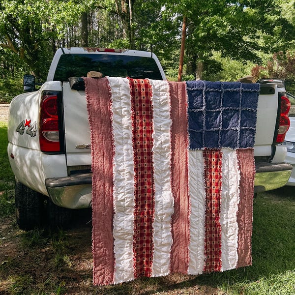 MEASUREMENTS and VIDEO TUTORIAL Link for American Flag Rag Quilt. - Etsy