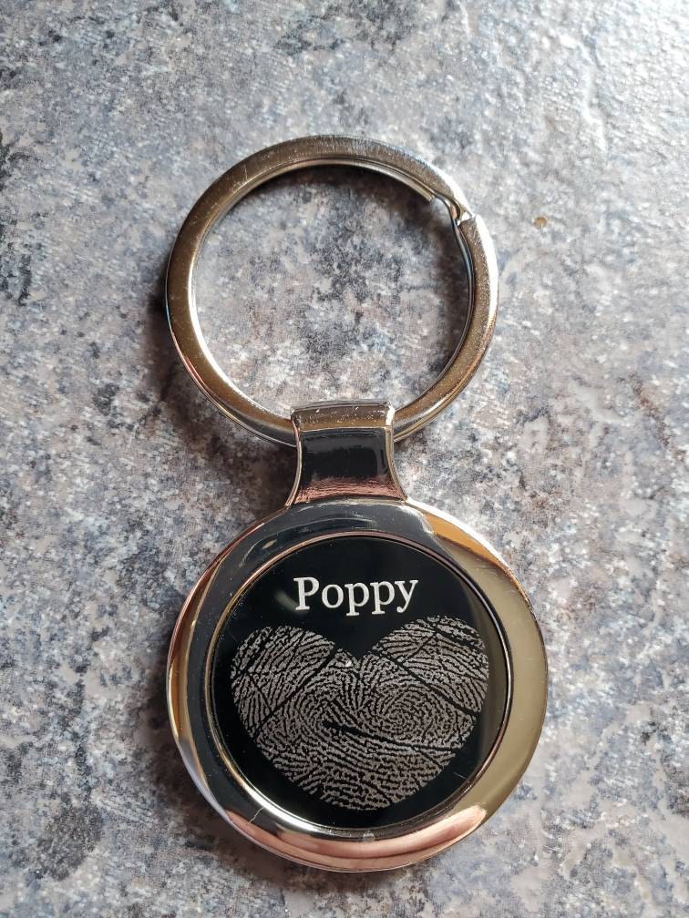 Personalized Name Keychain Custom Handwriting Key chain Engraved Fingerprint Keychain Memorial Keychain Personalized Jewelry