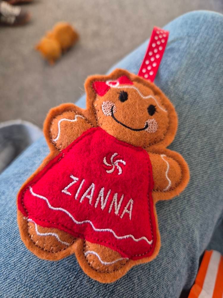 Personalised Felt Gingerbread Christmas Ornament: Tree Hanger