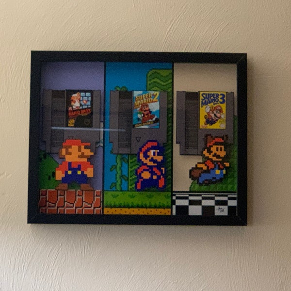Super Mario Bros 3D Pixel Art - Framed Nintendo NES Art (11x14) - Etsy