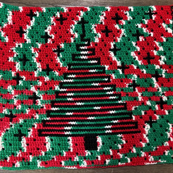 Oh Xmas Tree Panel, Crochet Panel Pattern, Cushion Pattern, Mosaic ...