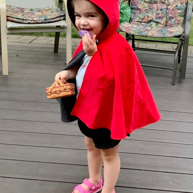 Mantello Bimbi Reversibile Rosso/nero Con Cappuccio - Perfetto Per Carnevale E Halloween Da Vampiro O Stregone