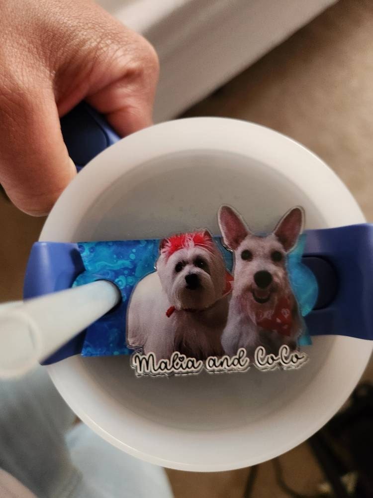 Personalized Photo Tumbler Name Tag, 30oz 40oz Tumbler Quencher Name Plate Topper, Custom Pet Stanley Accessories Tag, Gift For Best Friends