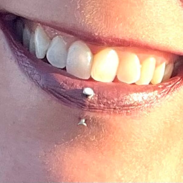 Tiny Vertical Labret Piercing Barbell - Rook or Snug Cartilage Earring ...