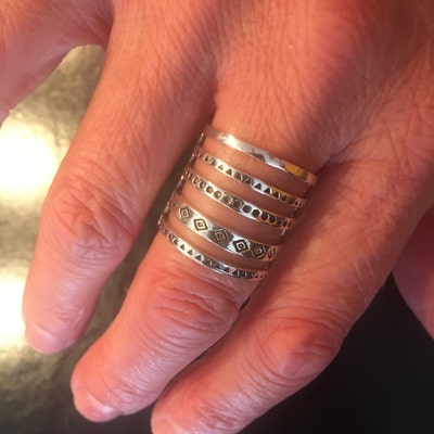 Boho Statement Ring, Sterling Silver Ring for Women, Chunky Ring, Long ...