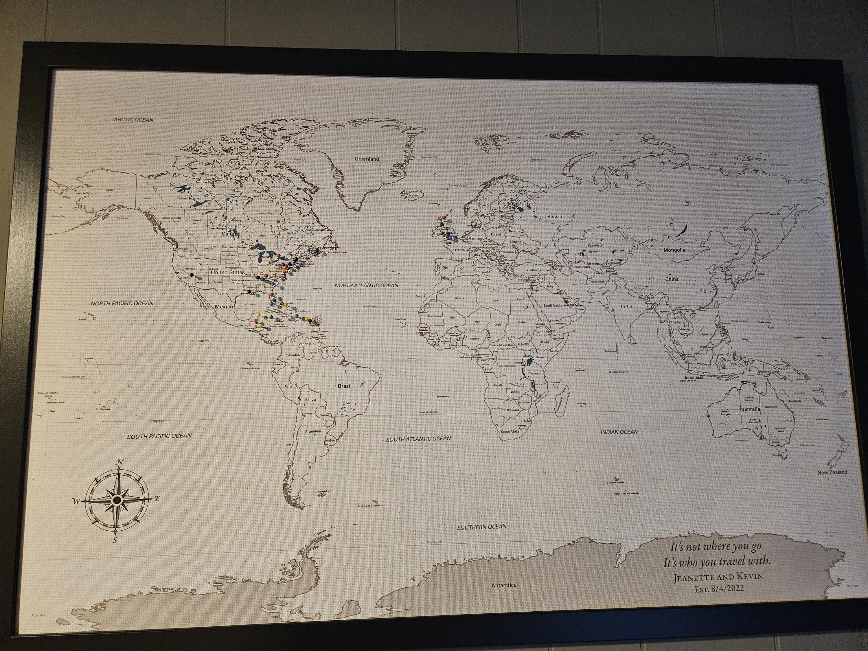 World Watercolor Map DIY - 2nd Cotton Anniversary Gifts for him or her, Travel Valentines Day | JW Design Studio